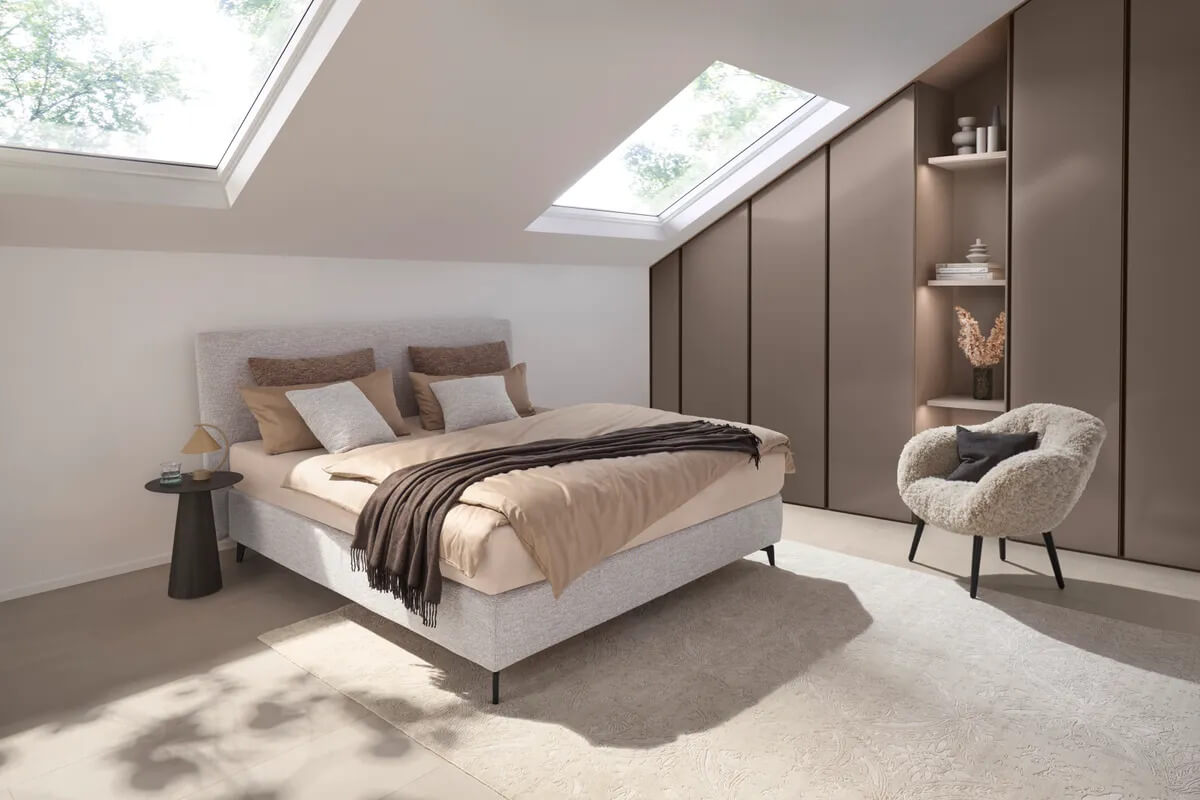 Contur Polsterbett hellgrau