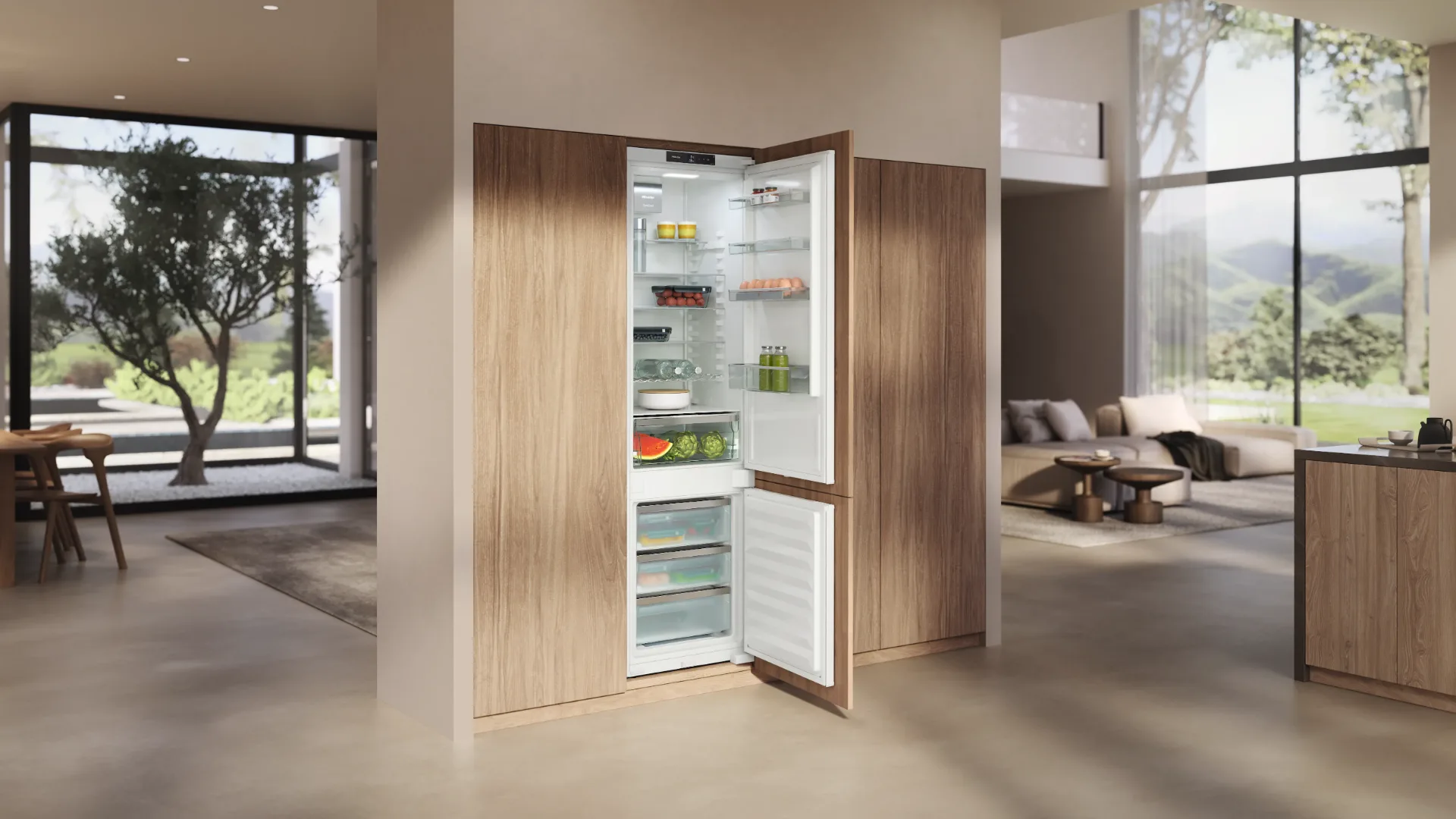 miele-einbaukuehlschrank-holzfront-hell-kuehl-gefrier-kombination